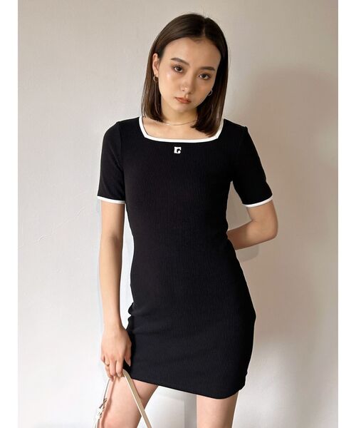 EMODA（エモダ）の「スクエアカットリブワンピース（ワンピース・レディース・ブラック/グレー/ベージュ・FREE）」の12枚目の写真
