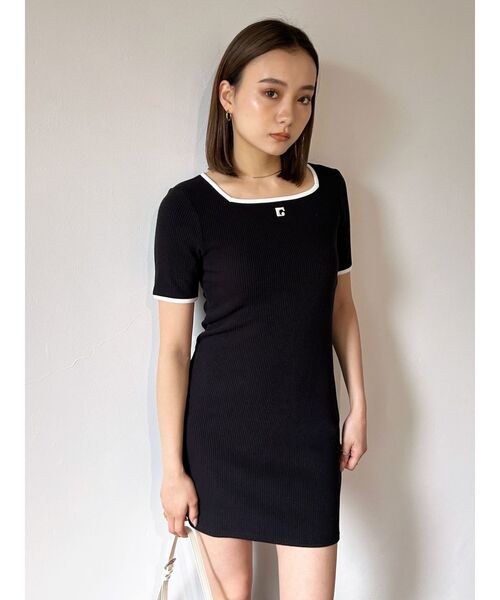 EMODA（エモダ）の「スクエアカットリブワンピース（ワンピース・レディース・ブラック/グレー/ベージュ・FREE）」の13枚目の写真