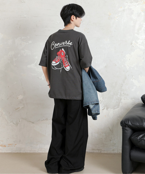 【セール】【neos】CONVERSE コンバース ルーズシルエット ロゴ刺繍 発泡プリント ドローコード ハーフスリーブ Tシャツ（Tシャツ/カットソー）｜CONVERSE（コンバース）
