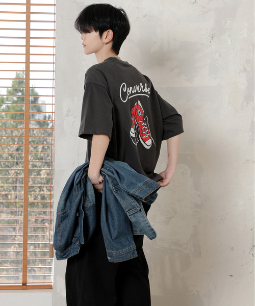 【セール】【neos】CONVERSE コンバース ルーズシルエット ロゴ刺繍 発泡プリント ドローコード ハーフスリーブ Tシャツ（Tシャツ/カットソー）｜CONVERSE（コンバース）