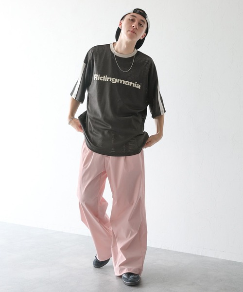 Ridingmania（ライディングマニア）の「【Ridingmania】袖ライン/スポーティメッシュTシャツ（Tシャツ/カットソー・メンズ・レッド/ブラック・LARGE/MEDIUM）」の4枚目の写真