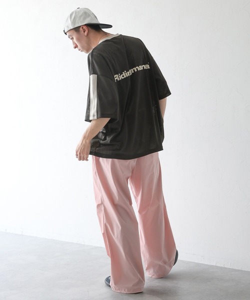 Ridingmania（ライディングマニア）の「【Ridingmania】袖ライン/スポーティメッシュTシャツ（Tシャツ/カットソー・メンズ・レッド/ブラック・LARGE/MEDIUM）」の3枚目の写真