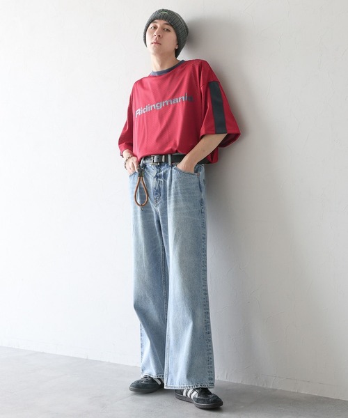 Ridingmania（ライディングマニア）の「【Ridingmania】袖ライン/スポーティメッシュTシャツ（Tシャツ/カットソー・メンズ・レッド/ブラック・LARGE/MEDIUM）」の14枚目の写真