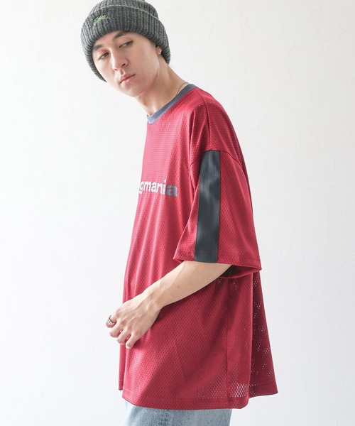 Ridingmania（ライディングマニア）の「【Ridingmania】袖ライン/スポーティメッシュTシャツ（Tシャツ/カットソー・メンズ・レッド/ブラック・LARGE/MEDIUM）」の10枚目の写真