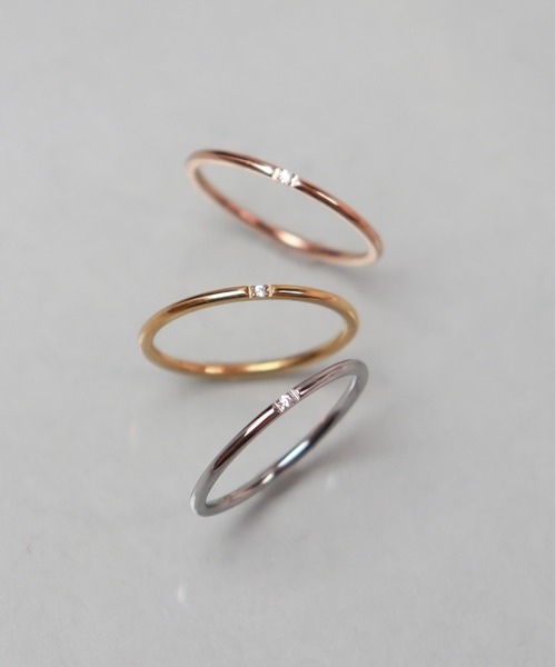 ieLS（イエルズ）の「金属アレルギー対応「ieLS」ステンレス　1ｍｍ CZリング（リング・レディース・ゴールド/ピンクゴールド/シルバー・#7/#9/#11/#13/#15/12.5）」の2枚目の写真