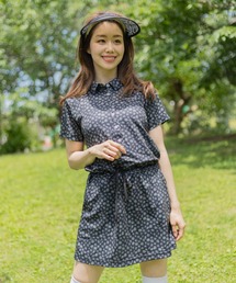 Marie Claire - 【マリクレール】ゴルフ 薄手 花柄 キルティング 中綿 ベスト L 黒×ピンク marie claire GOLF/マリクレール ゴルフ ゴルフウェア 吸汗速乾