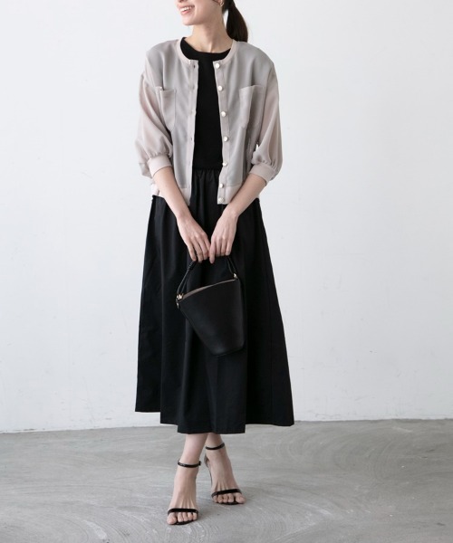 M.deux（エムドゥ）の「〈メッシュジャケットカーデ〉（カーディガン/ボレロ・レディース・グレイッシュベージュ/グリーン・MEDIUM）」の5枚目の写真