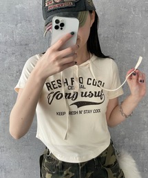 DISPARK/ロゴショートフード付きTシャツ