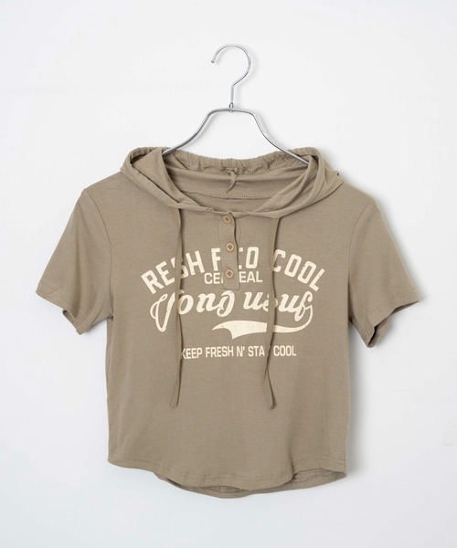 dispark(ディスパーク)の「DISPARK/ロゴショートフード付きTシャツ(Tシャツ/カットソー・レディース・アイボリー/カーキ・FREE)」の18枚目の写真