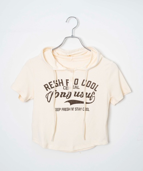 dispark(ディスパーク)の「DISPARK/ロゴショートフード付きTシャツ(Tシャツ/カットソー・レディース・アイボリー/カーキ・FREE)」の17枚目の写真