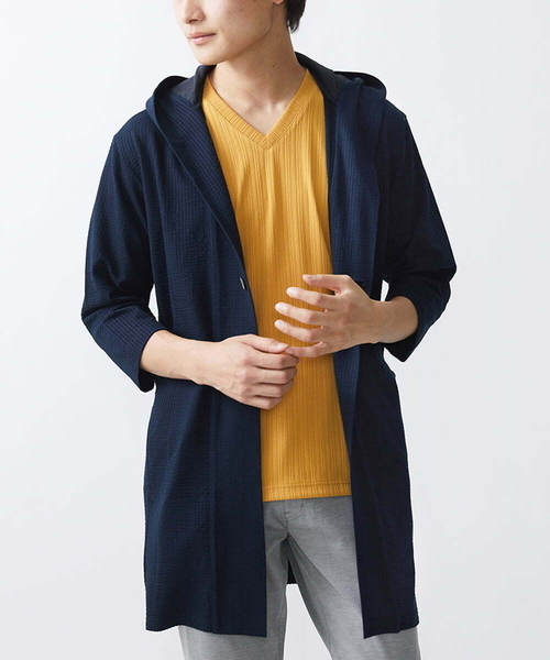 MK MICHEL KLEIN HOMME (エムケーミッシェルクランオム)の「ロングフードコーディガン(カーディガン/ボレロ・メンズ・ダークネイビー/ブルー/ブラック・46/48)」の3枚目の写真