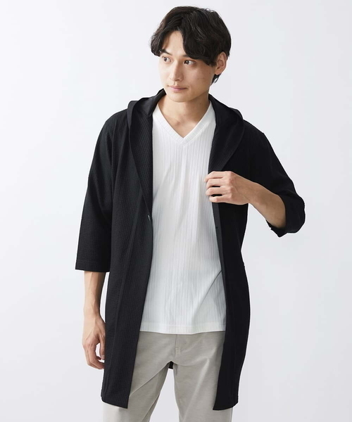 MK MICHEL KLEIN HOMME (エムケーミッシェルクランオム)の「ロングフードコーディガン(カーディガン/ボレロ・メンズ・ダークネイビー/ブルー/ブラック・46/48)」の18枚目の写真