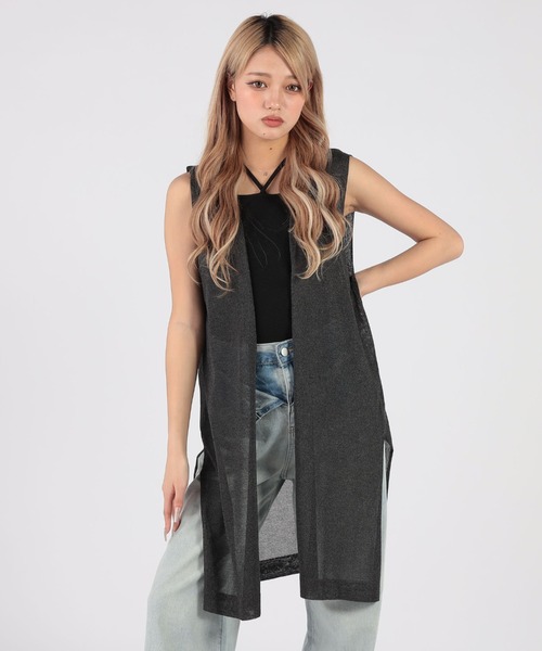 CECIL McBEE(セシルマクビー)の「ノーカラーシアージレ(ベスト・レディース・グレイッシュベージュ/グレー/チャコールグレー/ブラック・MEDIUM)」の3枚目の写真
