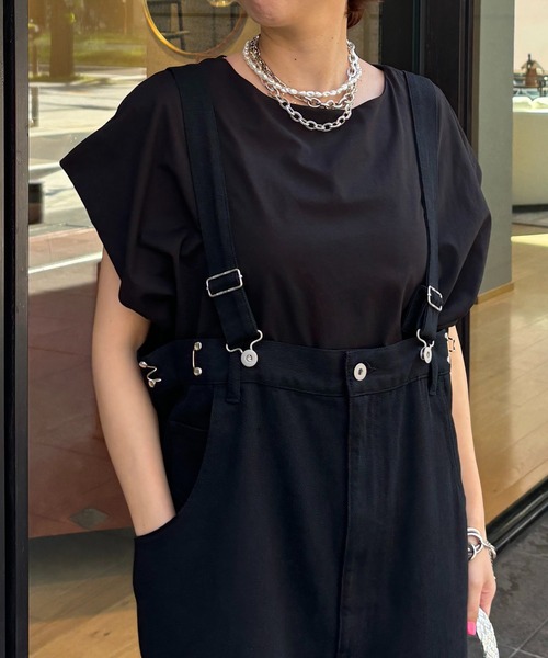 DouDou(ドゥドゥ)の「【WEB限定】 タックショルダープルオーバー(Tシャツ/カットソー・レディース・オレンジ/オフホワイト/ブラック・FREE)」の1枚目の写真