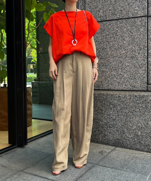 DouDou(ドゥドゥ)の「【WEB限定】 タックショルダープルオーバー(Tシャツ/カットソー・レディース・オレンジ/オフホワイト/ブラック・FREE)」の15枚目の写真