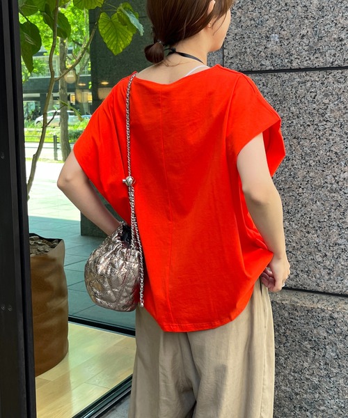 DouDou(ドゥドゥ)の「【WEB限定】 タックショルダープルオーバー(Tシャツ/カットソー・レディース・オレンジ/オフホワイト/ブラック・FREE)」の21枚目の写真