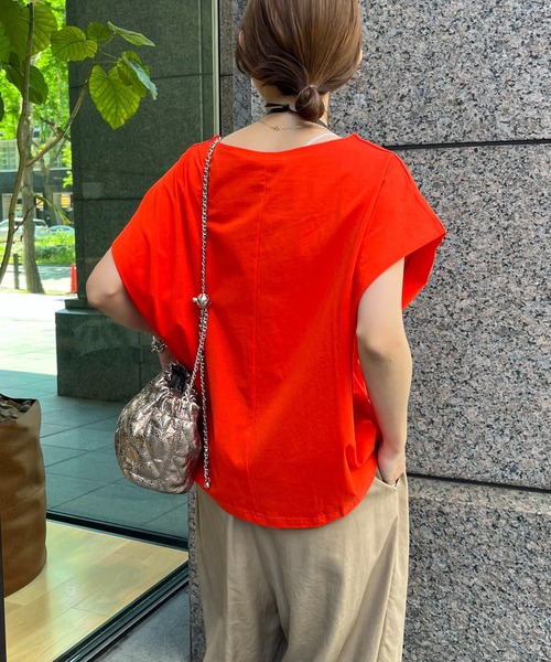 DouDou(ドゥドゥ)の「【WEB限定】 タックショルダープルオーバー(Tシャツ/カットソー・レディース・オレンジ/オフホワイト/ブラック・FREE)」の20枚目の写真