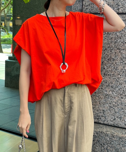 DouDou(ドゥドゥ)の「【WEB限定】 タックショルダープルオーバー(Tシャツ/カットソー・レディース・オレンジ/オフホワイト/ブラック・FREE)」の19枚目の写真