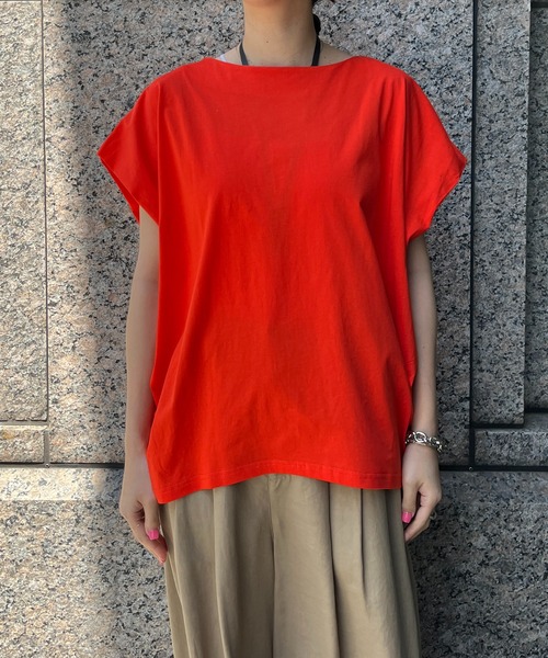 DouDou(ドゥドゥ)の「【WEB限定】 タックショルダープルオーバー(Tシャツ/カットソー・レディース・オレンジ/オフホワイト/ブラック・FREE)」の5枚目の写真