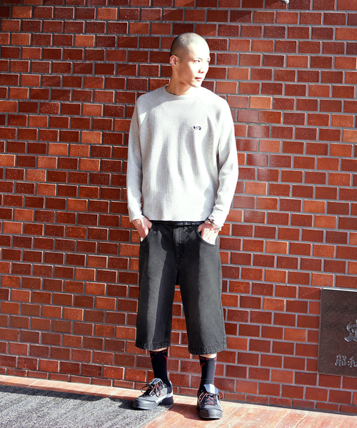 パンツ wide denim shorts M Vintage Denim Shorts: Oversized Y2K Streetwear Hip Hop