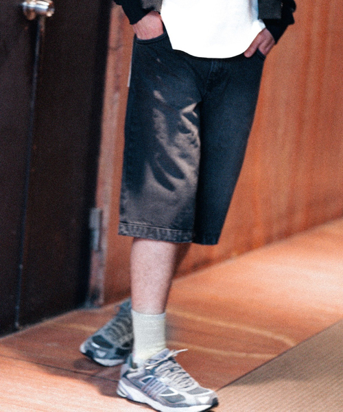 PULP/417EDIFICE(パルプフォーワンセブンエディフィス)の「FADE WIDE DENIM SHORTS(デニムパンツ・メンズ・ベージュ/ブラック・30/32)」の14枚目の写真