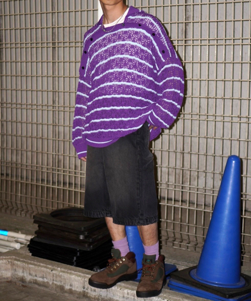 PULP/417EDIFICE(パルプフォーワンセブンエディフィス)の「FADE WIDE DENIM SHORTS(デニムパンツ・メンズ・ベージュ/ブラック・30/32)」の22枚目の写真