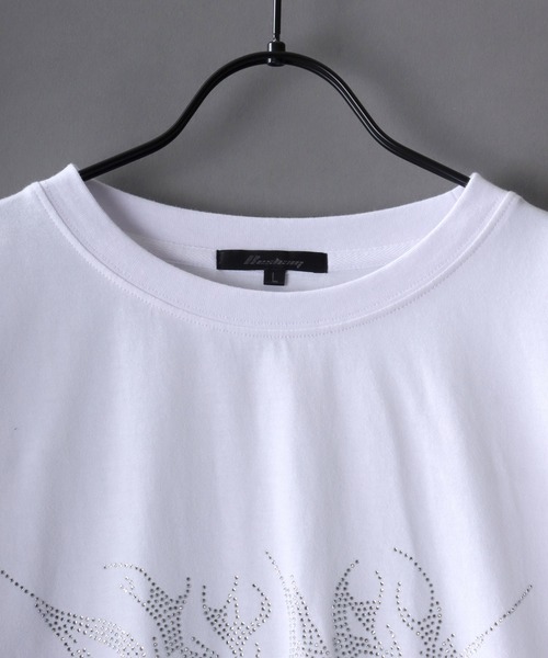 セール】Lace up Tribal Design Rhinestone Print T-Shirt