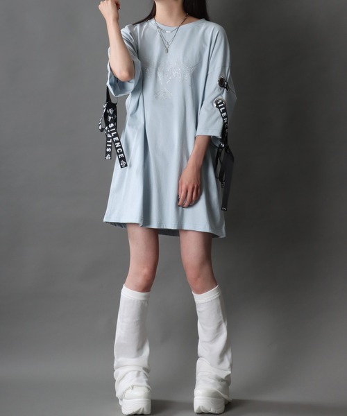 SITRY(シトリー)の「Lace up Tribal Design Rhinestone Print T-Shirt/レースアップ トライバルロゴ ラインストーンプリント 半袖Tシャツ レディース メンズ(Tシャツ/カットソー・レディース・ブラック/サックスブルー/ホワイト・L/M)」の21枚目の写真