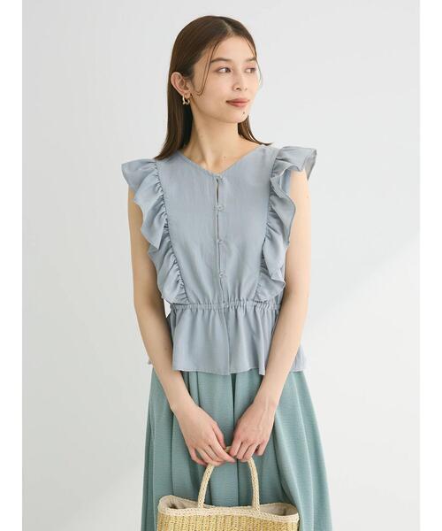 Sugar spoon(シュガースプーン)の「・SUGAR SPOON 2wayペプラムブラウス(シャツ/ブラウス・レディース・グリーン系その他3/サックスブルー/オフホワイト/ブラック・FREE)」の8枚目の写真