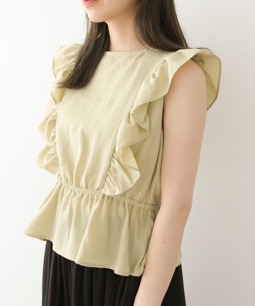 Sugar spoon(シュガースプーン)の「・SUGAR SPOON 2wayペプラムブラウス(シャツ/ブラウス・レディース・グリーン系その他3/サックスブルー/オフホワイト/ブラック・FREE)」の3枚目の写真