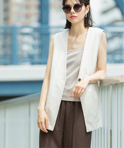 OPAQUE.CLIP（オペークドットクリップ）の「◆ノーカラーVネックジレ【洗濯機洗い可】（ベスト・レディース・ブラック/ライトベージュ・40/38/42）」の4枚目の写真