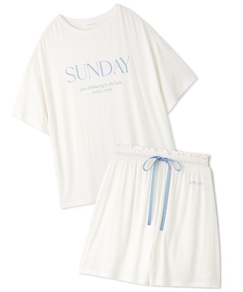 SNIDEL HOME（スナイデルホーム）の「オーバーサイズT&ショートパンツSET（ルームウェア/パジャマ・レディース・ライトピンク/ホワイト/ライトグレー/イエロー・FREE）」の2枚目の写真