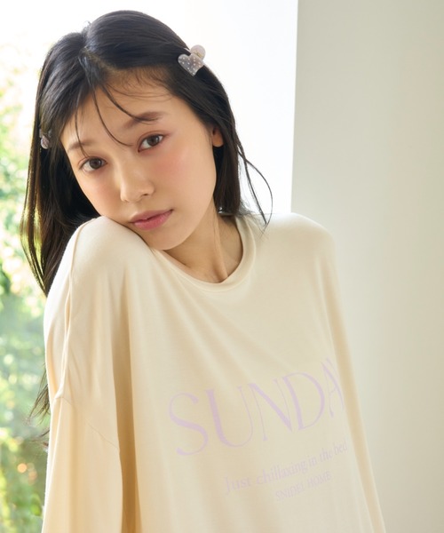 SNIDEL HOME（スナイデルホーム）の「オーバーサイズT&ショートパンツSET（ルームウェア/パジャマ・レディース・ライトピンク/ホワイト/ライトグレー/イエロー・FREE）」の9枚目の写真