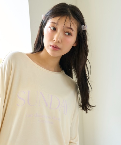 SNIDEL HOME（スナイデルホーム）の「オーバーサイズT&ショートパンツSET（ルームウェア/パジャマ・レディース・ライトピンク/ホワイト/ライトグレー/イエロー・FREE）」の10枚目の写真