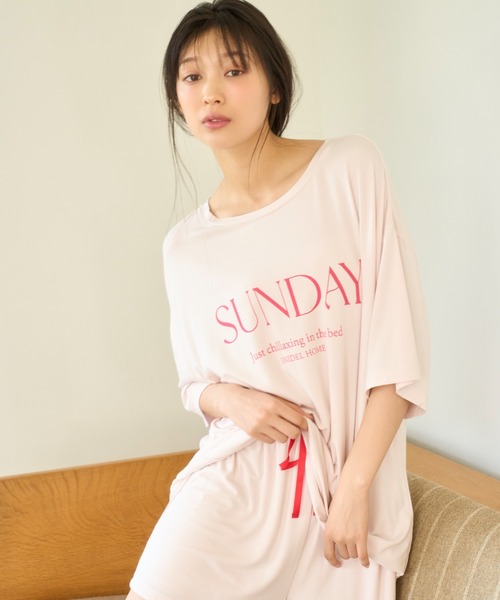 SNIDEL HOME（スナイデルホーム）の「オーバーサイズT&ショートパンツSET（ルームウェア/パジャマ・レディース・ライトピンク/ホワイト/ライトグレー/イエロー・FREE）」の21枚目の写真