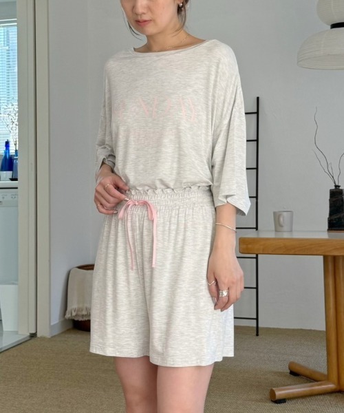 SNIDEL HOME（スナイデルホーム）の「オーバーサイズT&ショートパンツSET（ルームウェア/パジャマ・レディース・ライトピンク/ホワイト/ライトグレー/イエロー・FREE）」の16枚目の写真