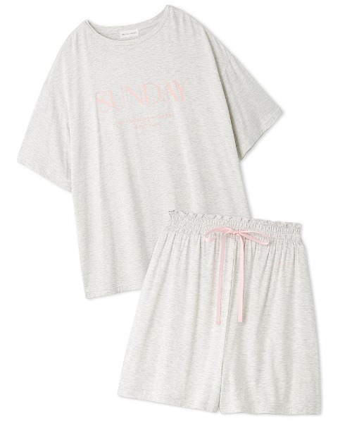 SNIDEL HOME（スナイデルホーム）の「オーバーサイズT&ショートパンツSET（ルームウェア/パジャマ・レディース・ライトピンク/ホワイト/ライトグレー/イエロー・FREE）」の17枚目の写真