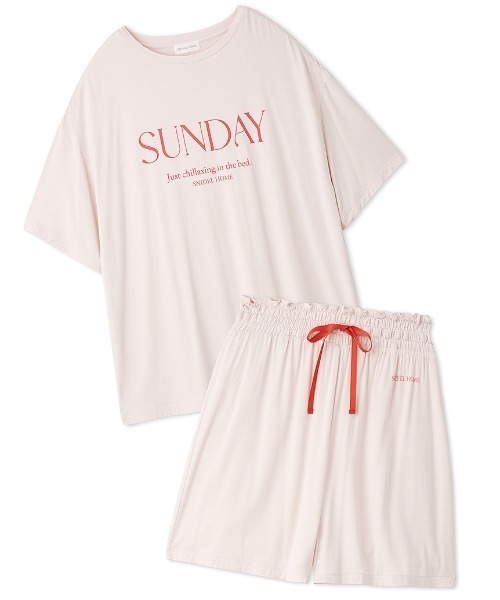 SNIDEL HOME（スナイデルホーム）の「オーバーサイズT&ショートパンツSET（ルームウェア/パジャマ・レディース・ライトピンク/ホワイト/ライトグレー/イエロー・FREE）」の19枚目の写真