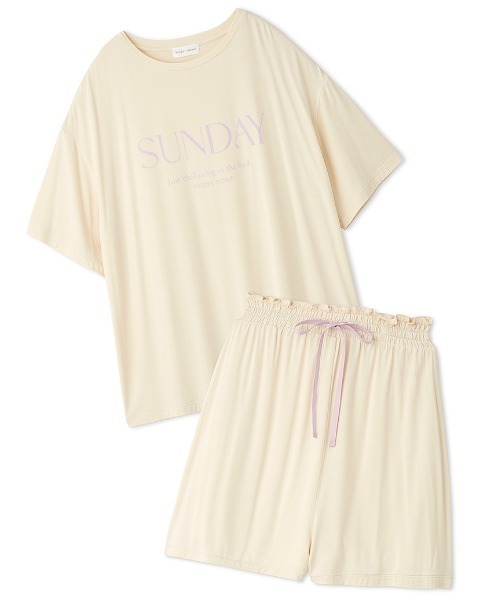 SNIDEL HOME（スナイデルホーム）の「オーバーサイズT&ショートパンツSET（ルームウェア/パジャマ・レディース・ライトピンク/ホワイト/ライトグレー/イエロー・FREE）」の18枚目の写真