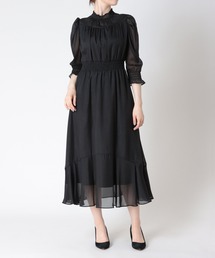 シフォンウエストシャーリングドレス