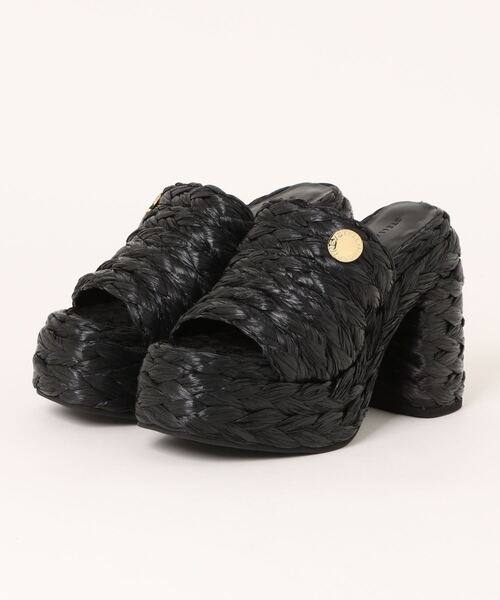 STELLA McCARTNEY(ステラマッカートニー)の「Skyla Raffia Heeled Sandals / スカイラ ラフィアヒールサンダル(サンダル・レディース・ナチュラル/ブラック・36/38/35/37)」の1枚目の写真