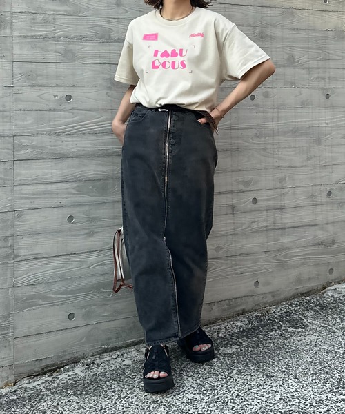 mi via loca(ミヴィアロカ)の「GILDAN FABULOUSハートロゴ半袖Tシャツ 【PT NO. MVL046 ※2A】(Tシャツ/カットソー・レディース・オフホワイト/ピンク/ベージュ/ナチュラル・MEDIUM/LARGE)」の10枚目の写真