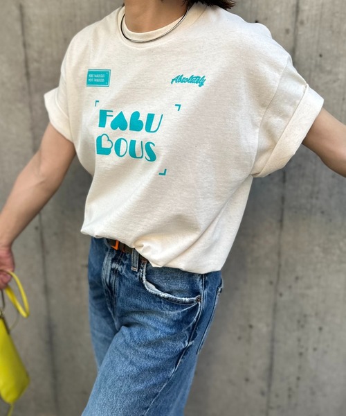 mi via loca(ミヴィアロカ)の「GILDAN FABULOUSハートロゴ半袖Tシャツ 【PT NO. MVL046 ※2A】(Tシャツ/カットソー・レディース・オフホワイト/ピンク/ベージュ/ナチュラル・MEDIUM/LARGE)」の18枚目の写真
