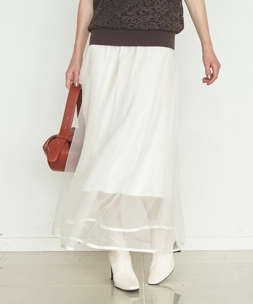 Andemiu（アンデミュウ）の「チュールスソパイピングスカート138831（スカート・レディース・ブラック/オフホワイト/ブルー・FREE）」の2枚目の写真