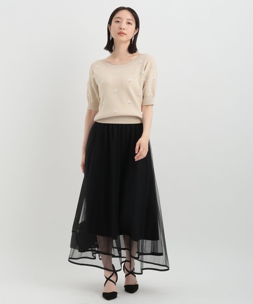 Andemiu（アンデミュウ）の「チュールスソパイピングスカート138831（スカート・レディース・ブラック/オフホワイト/ブルー・FREE）」の6枚目の写真