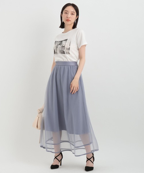 Andemiu（アンデミュウ）の「チュールスソパイピングスカート138831（スカート・レディース・ブラック/オフホワイト/ブルー・FREE）」の7枚目の写真