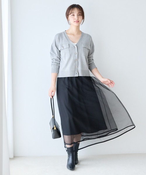 Andemiu（アンデミュウ）の「チュールスソパイピングスカート138831（スカート・レディース・ブラック/オフホワイト/ブルー・FREE）」の21枚目の写真