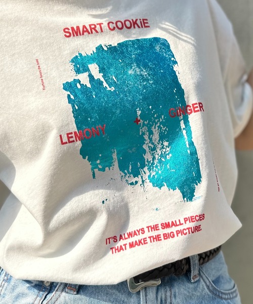 mi via loca（ミヴィアロカ）の「グランジ箔ロゴプリントTシャツ（Tシャツ/カットソー・レディース・ホワイト系その他/スミクロ/オフホワイト・FREE）」の20枚目の写真