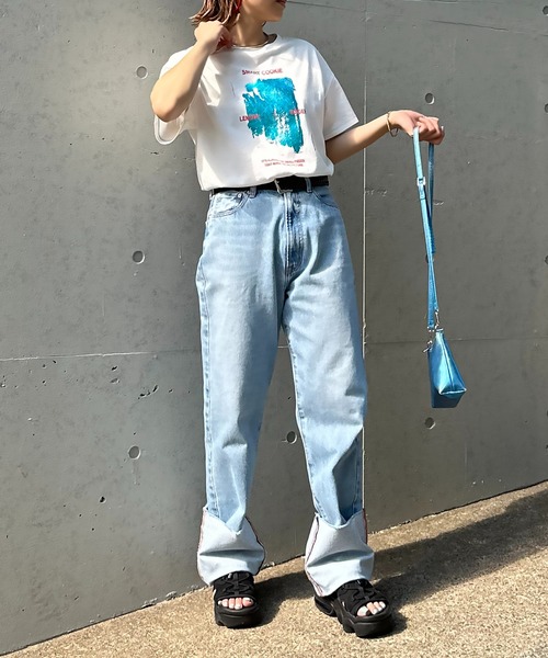 mi via loca（ミヴィアロカ）の「グランジ箔ロゴプリントTシャツ（Tシャツ/カットソー・レディース・ホワイト系その他/スミクロ/オフホワイト・FREE）」の17枚目の写真