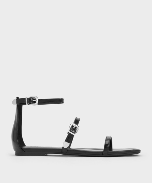【セール】スクエアトゥ バックルトリプルストラップサンダル（サンダル）｜CHARLES & KEITH（チャールズ & キース）